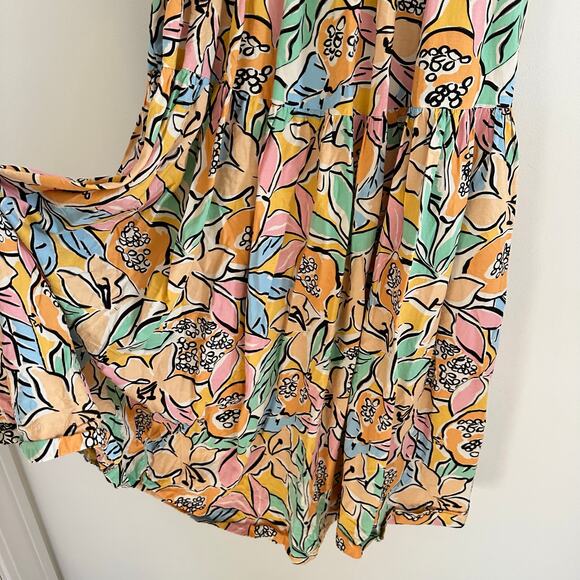 ASTR The Label Marlene Floral Print Smocked Sleeveless Maxi Dress Orange L - Picture 7 of 11